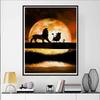 Disney Diamond Painting Timon Pumba and Simba Silhouette Artwork 5D Diamond Painting Art Embroidery Cross Stitch Room Decoration