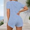Women Plus Size Black Golden Printed V Neck Short Sleeve Fitted Short Romper