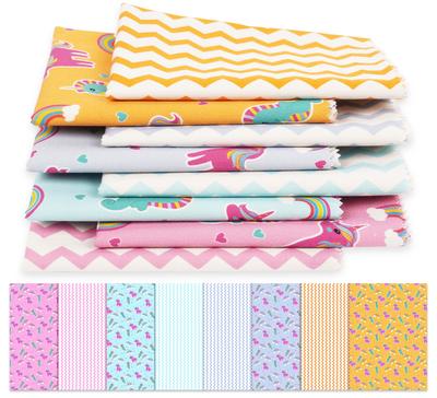 8 Pc Fat Quarter Bundle,  Unicorn  Print 18"x 22"  DIY Patchwork-  100  Cotton  Pre-Cut Quilting Fabric Pink &