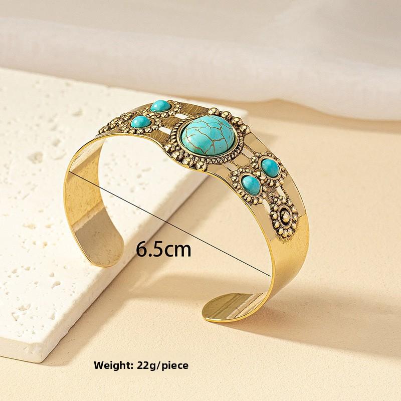 Turquoise Bracelet Women's Japanese and Korean Style Niche Open Hand Jewelry