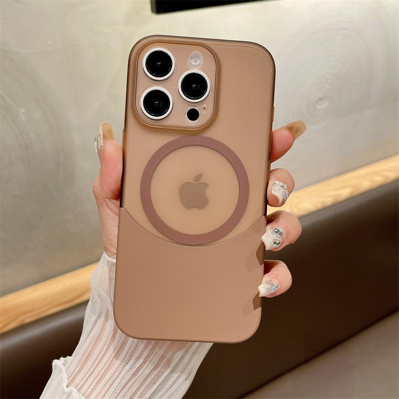 Anwendbar für iPhone16 Spleißkontrastfarbe Zwei-in-eins Matt Magnetische Saug-Handyhülle Apple 15pro Vollständige Schutzhülle