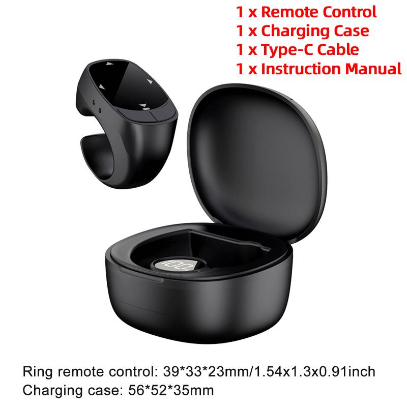 

Remote Control Bluetooth Scrolling Ring Lazy Wireless Gesture Clicker Camera Video Recording Auto Touch Screen Page Turner чорний
