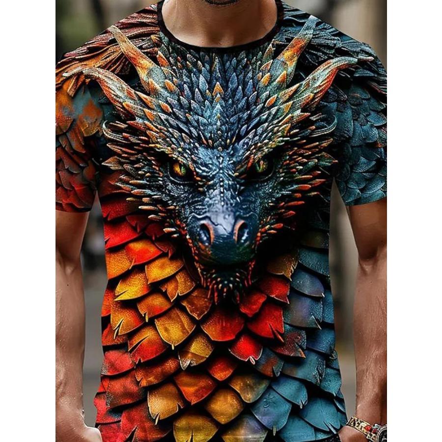 Summer Men\'s Casual T-Shirt Graphic Dragon Casual Subculture 3D Print T-Shirt Outdoor Sports Comfortable Tops Street T-Shirt
