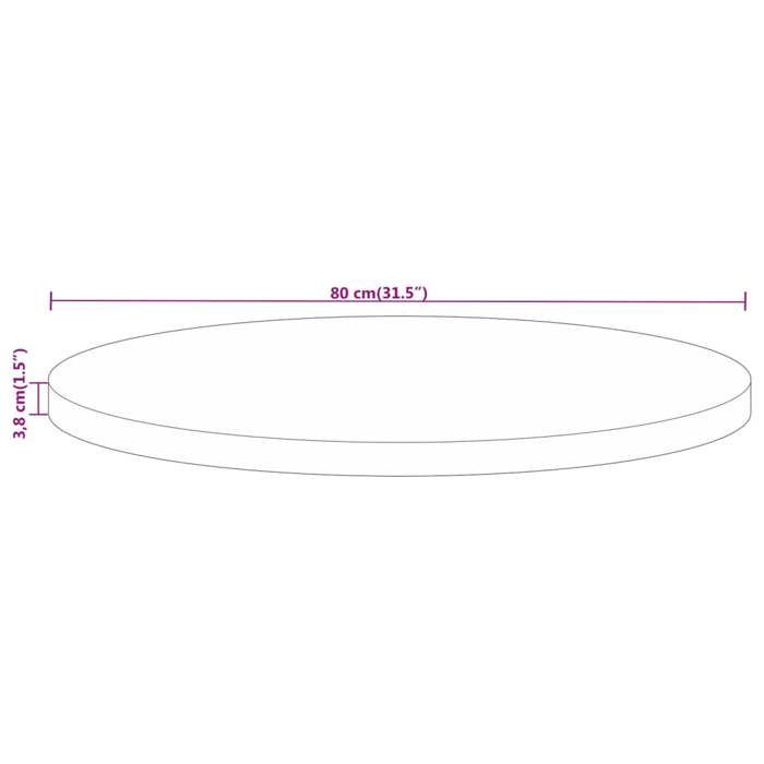 VidaXL Dessus de Table, Dessus de Table de Remplacement, Dessus de Rechange Salle à Manger, Ø 80x3,8 cm Rond Bois Massif de 370014