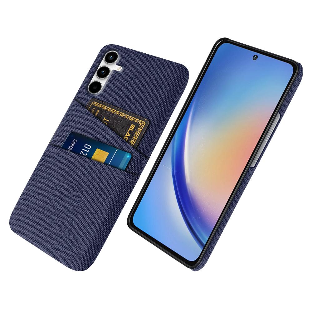 For Samsung Galaxy A55 5G Case with Dual Card Holder Cloth Texture Phone Cover