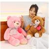 Plush Teddy Bear With Bow Tie Heart Girlfriend Gift Valentines Day Wedding Room Decor Soft Stuffed Animal Toy