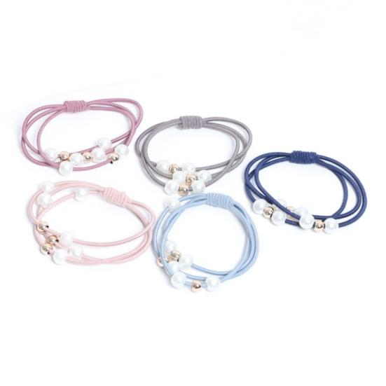 Girl Women Faux Pearl Hair Ring Knotted Rope Beaded Triad Hairband Jewelry Gift