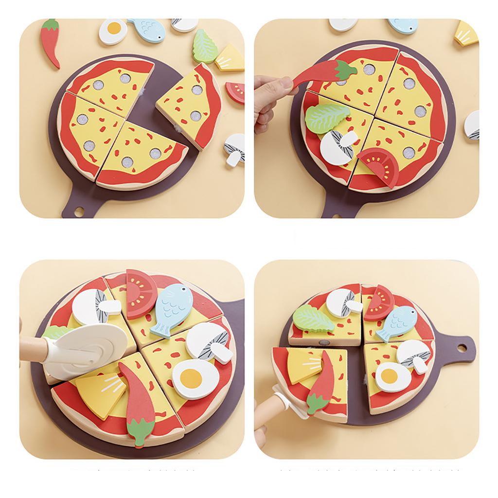 Children's Wooden Simulation Pizza Puzzle Toy
