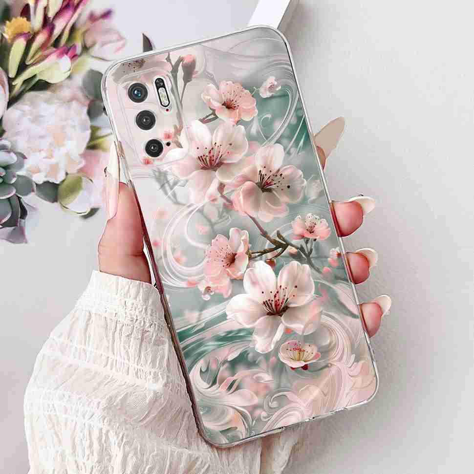 For Redmi Note 10 5G Case Fashion Rose Bow Soft Silicone TPU Back Cover For Xiaomi POCO M3 Pro 5G 6.5" Shockproof Phone Cases