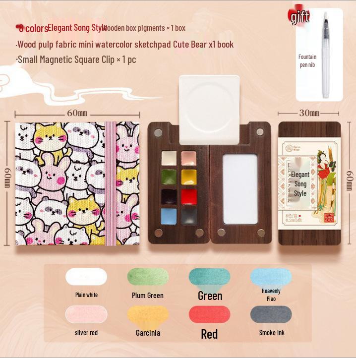 Feile Mini Travel Watercolor Set - Portable Solid Palette for Bird Painting