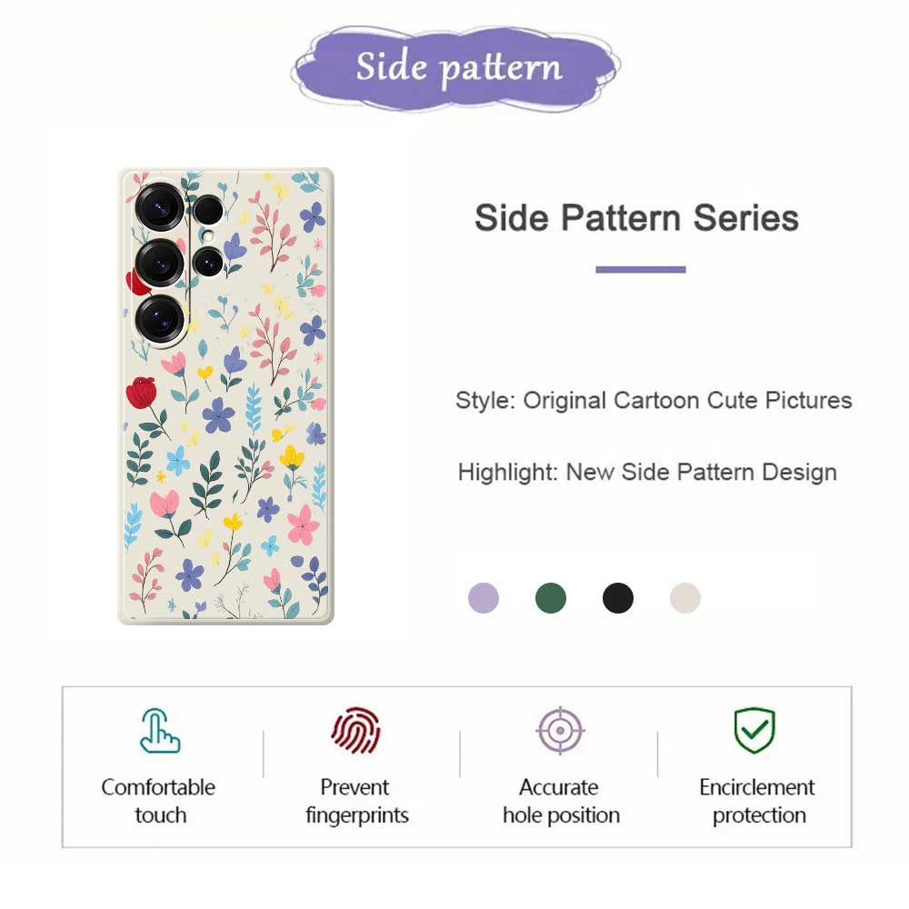 For Samsung Galaxy S25 Ultra Case Colorful Flower Branches Pattern Printing Straight Edge TPU Phone Back Cover