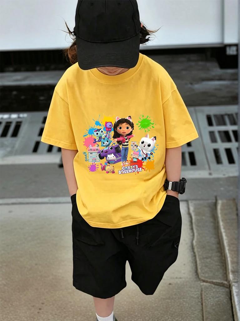 DJ Catnip Gabby's Dollhouse Short Sleeve T Shirt Kids Summer Cute Crewneck Casual Age 3-14