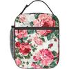 Roze Bloemig Polyester Lunchbox voor Kinderen Tieners, Retro Bloem Herbruikbare Thermische Lunchtas voor Volwassen Vrouwen