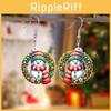 Christmas Acrylic Snowman Earrings With Round Design For Christmas Party Decor