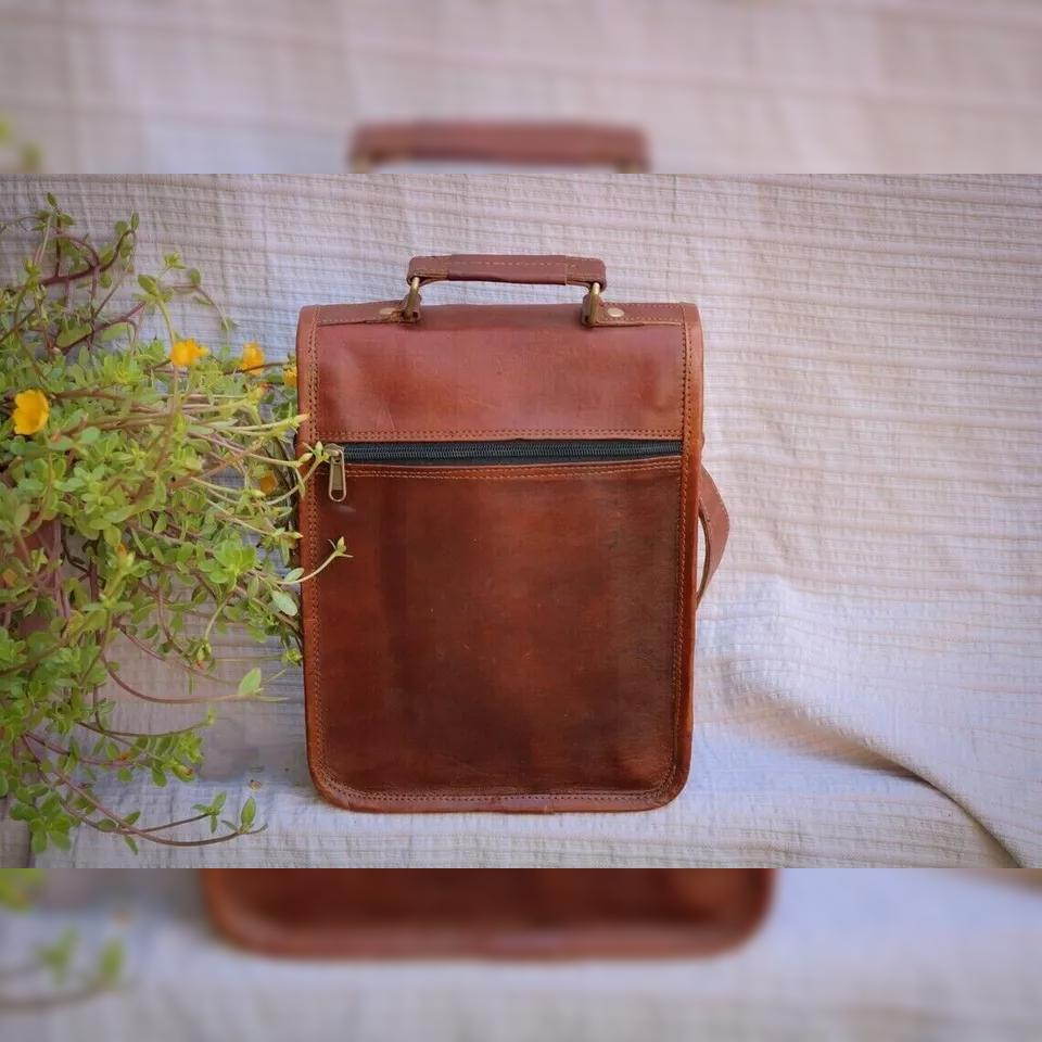 New Crossbody Vintage Genuine Satchel Goat Leather Handmade Messenger Bag