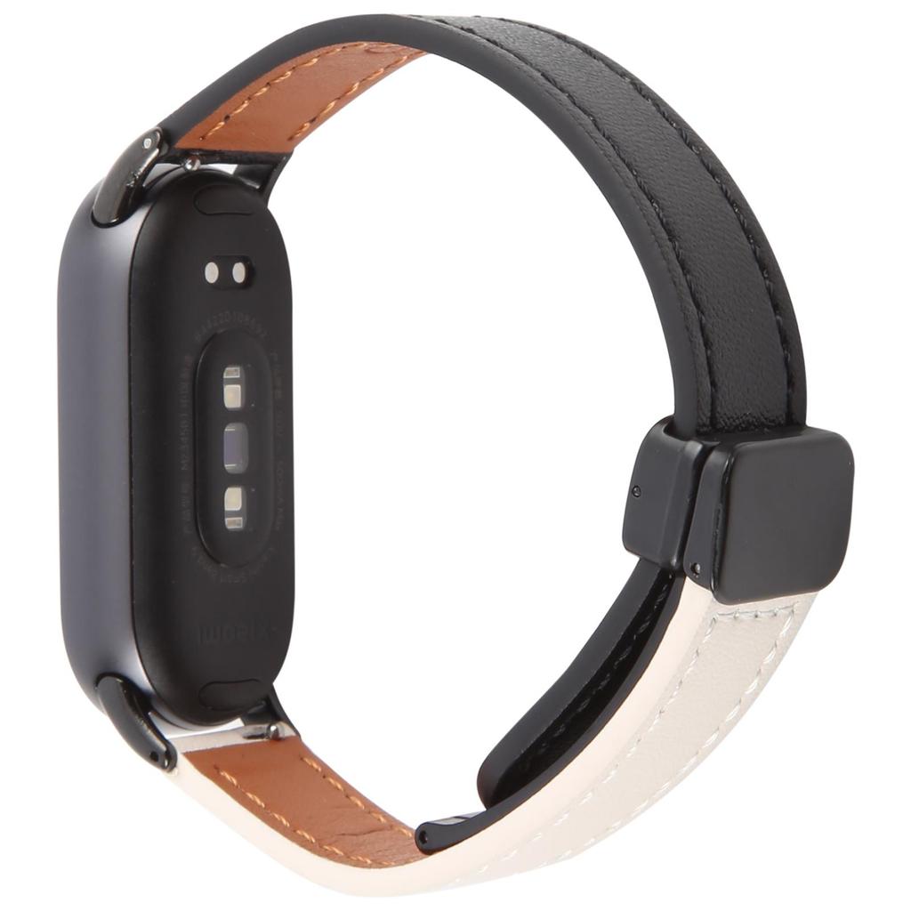 Für Xiaomi Smart Band 9/8 Faltbares Magnetisches Schwarzes Schnallen Mikrofaserleder Uhrenarmband