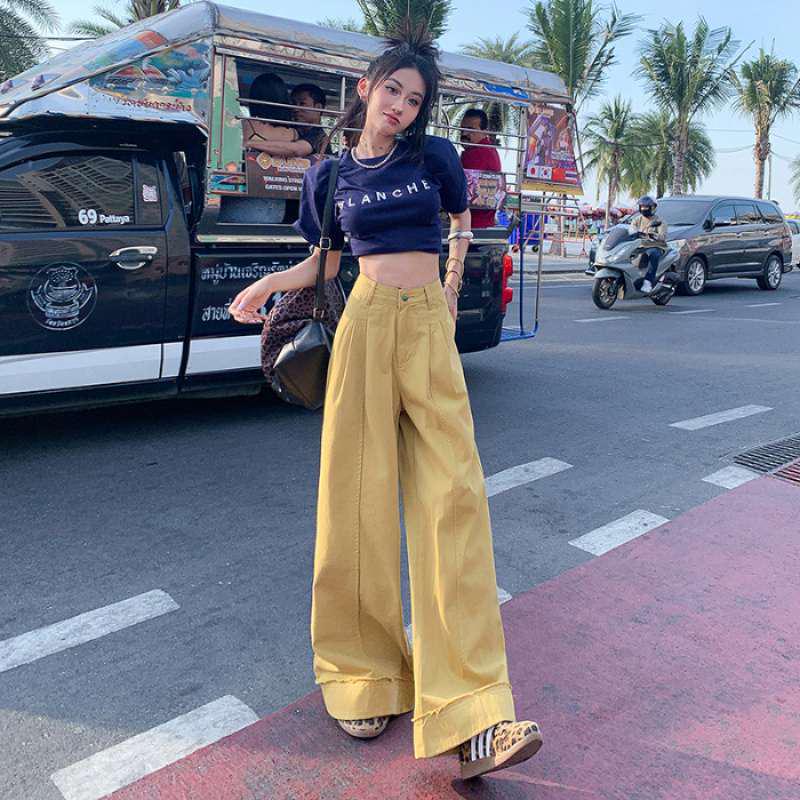 

Chaoyuan Women s Retro Purple Wide-Leg Jeans: Breathable, Versatile & Long S