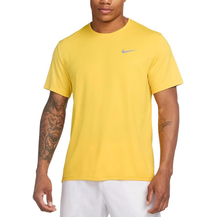 New Nike Running T Shirt Men's Bright Sulfur Yellow DV9316-709