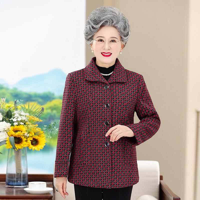 

Верхняя одежда больших размеров для пожилых женщин на весну и осень XL (90-110 jin) красный