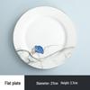Gold-Rim Blue Floral Ceramic Dinner Plate