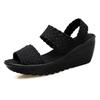 Keilabsatz-Plateau-Websandalen Mode Peep Toe Bequem Atmungsaktiv Mama-Schuhe Damen Casual Dicke Sohle Sandalias Mujer 2024