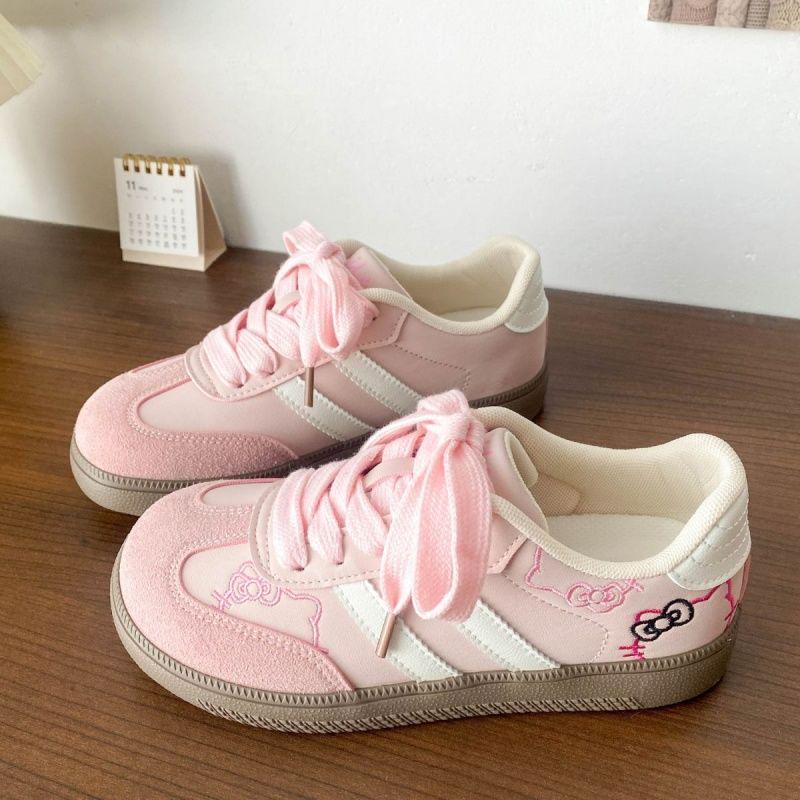 2026 Spring Women's White Casual Shoes with Cat Design - Retro Campus Style