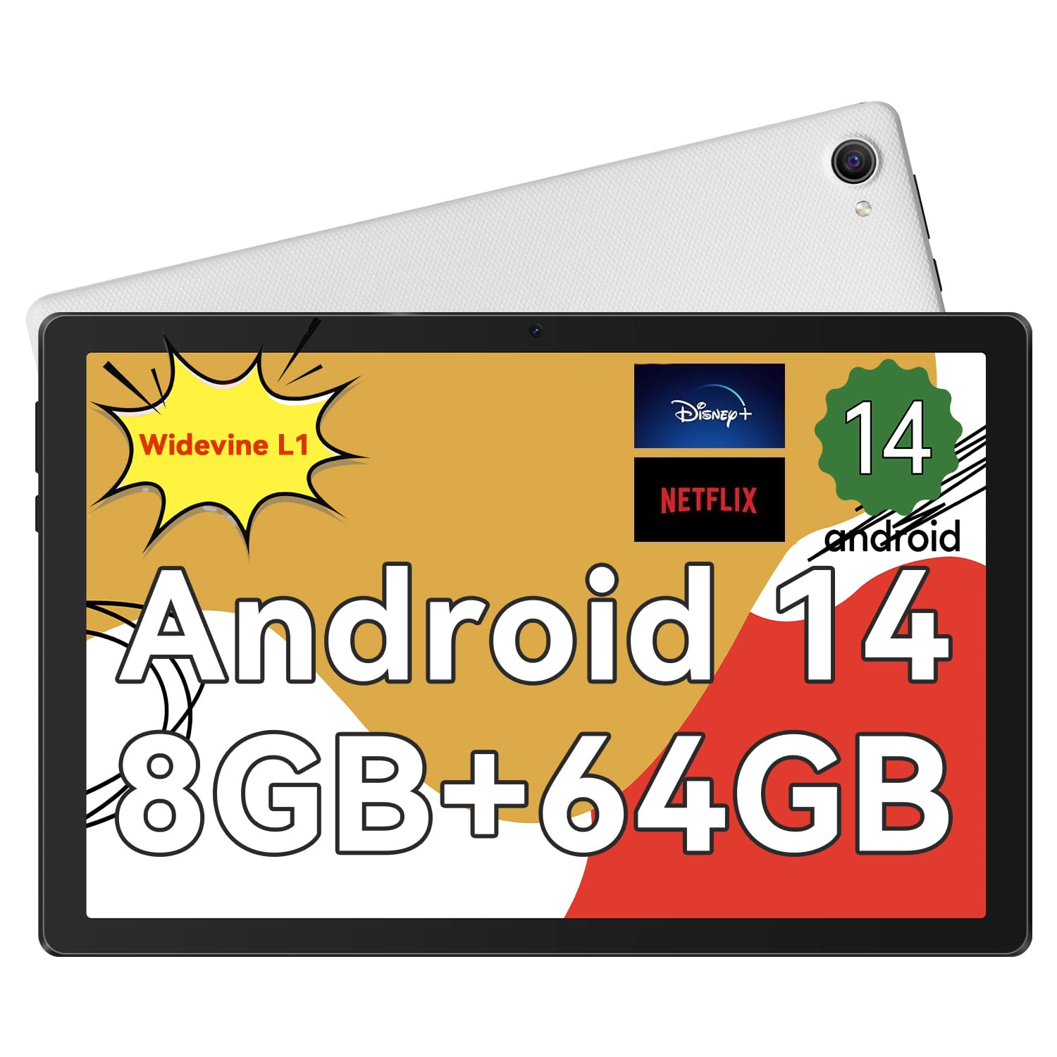 

Tablet 10 inch Android 14 Android 2025 Latest High Performance CPU IPS Display Expansion Camera Widevine [Laowei] 8-core 1280800 14GB+128GB+1TB