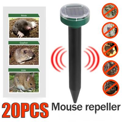 Ultrasonic Solar Electronic Mouse Repeller Snake Repeller Insect Repeller High Power Vibration Built Battery IP64 Sun Charging