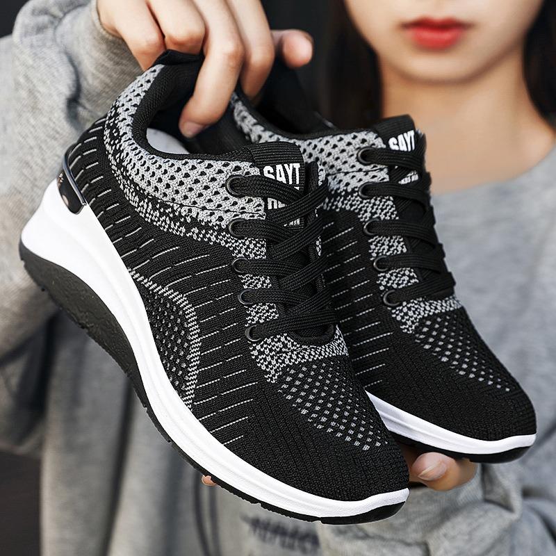 Shoes Women's Autumn New Women's Shoes Inner Height Increase Hs Trendy Shoes Breathable Platform Sports Shoes Women