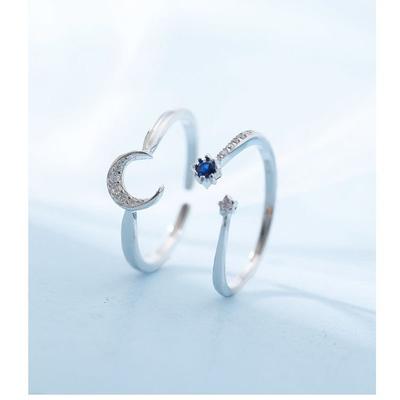 Star Moon Index Finger Ring Female Ins Tide Opening Fashion Personality Ring Cold Wind Two-in-One Ring