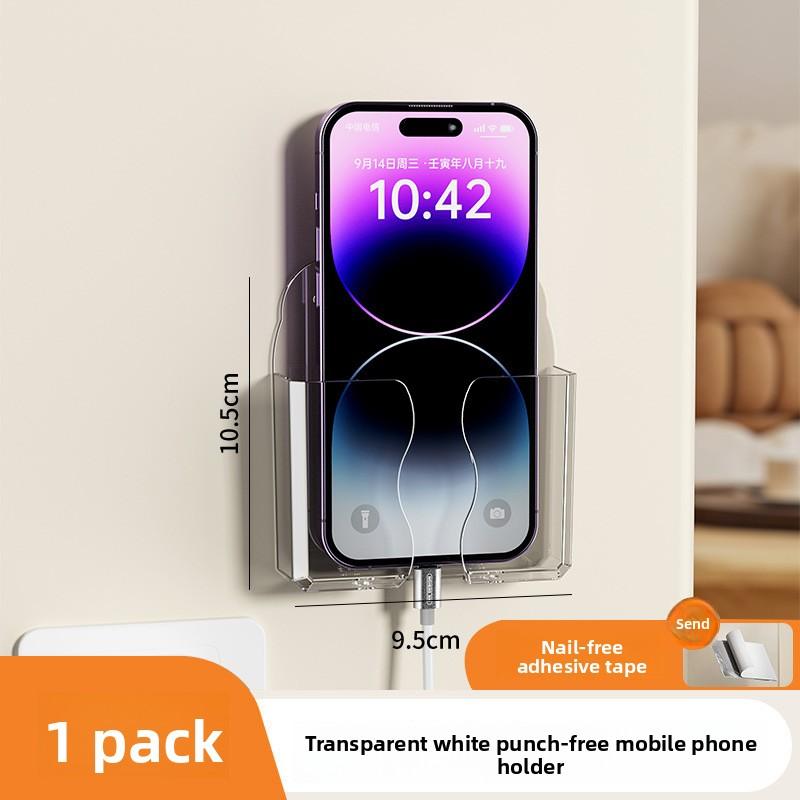 

No punching mobile phone storage box, household air conditioner remote control box bedside mobile phone rack, mobile phone charging storage bracket прозрачный белый