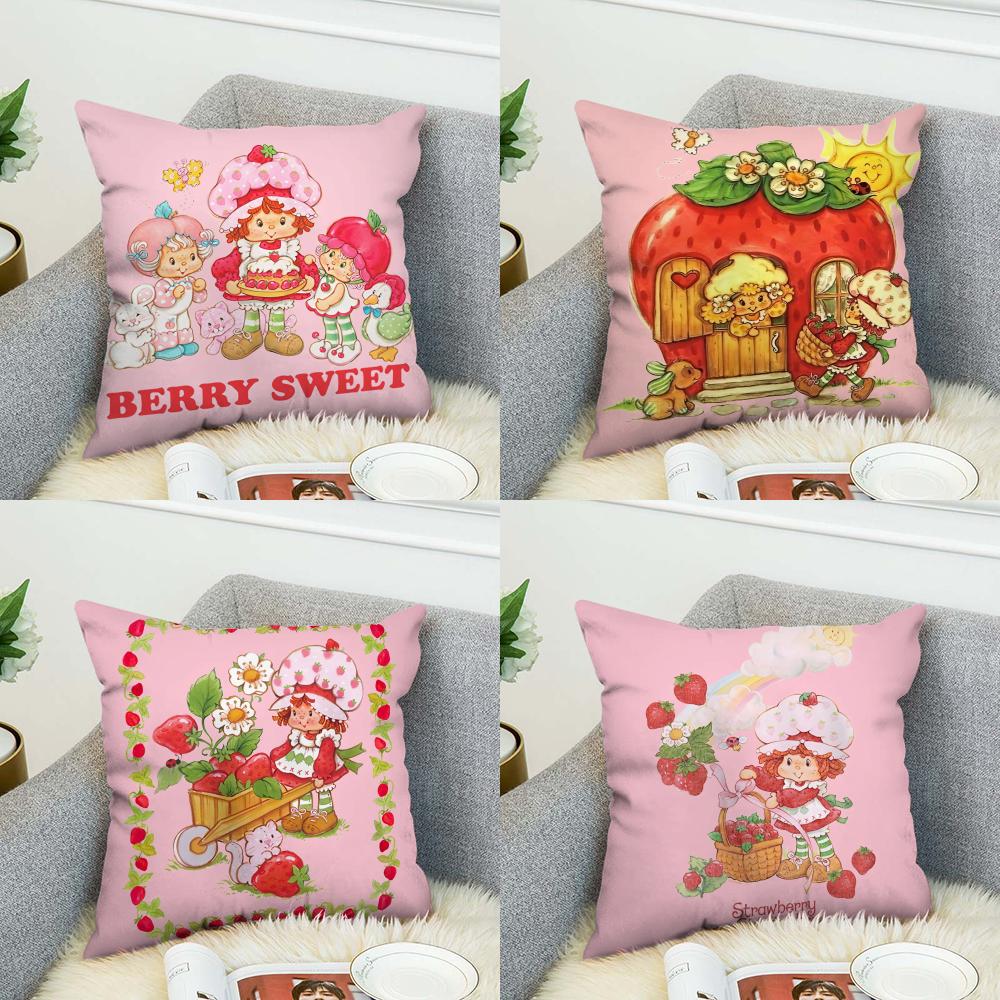 Strawberrys Shortcakes Pillow Case For Car Sofa Decorative Home Doublesided Print Plush Square Throw Pillow Cushion Cover