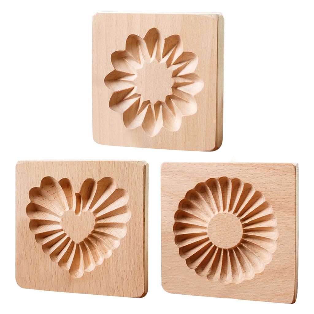 2/3PCS Christmas Wooden Cookie Molds Wooden Cookie Biscuit Molds Carved Wooden Biscuit Cutter for Kitchen DIY Decorating Tool
