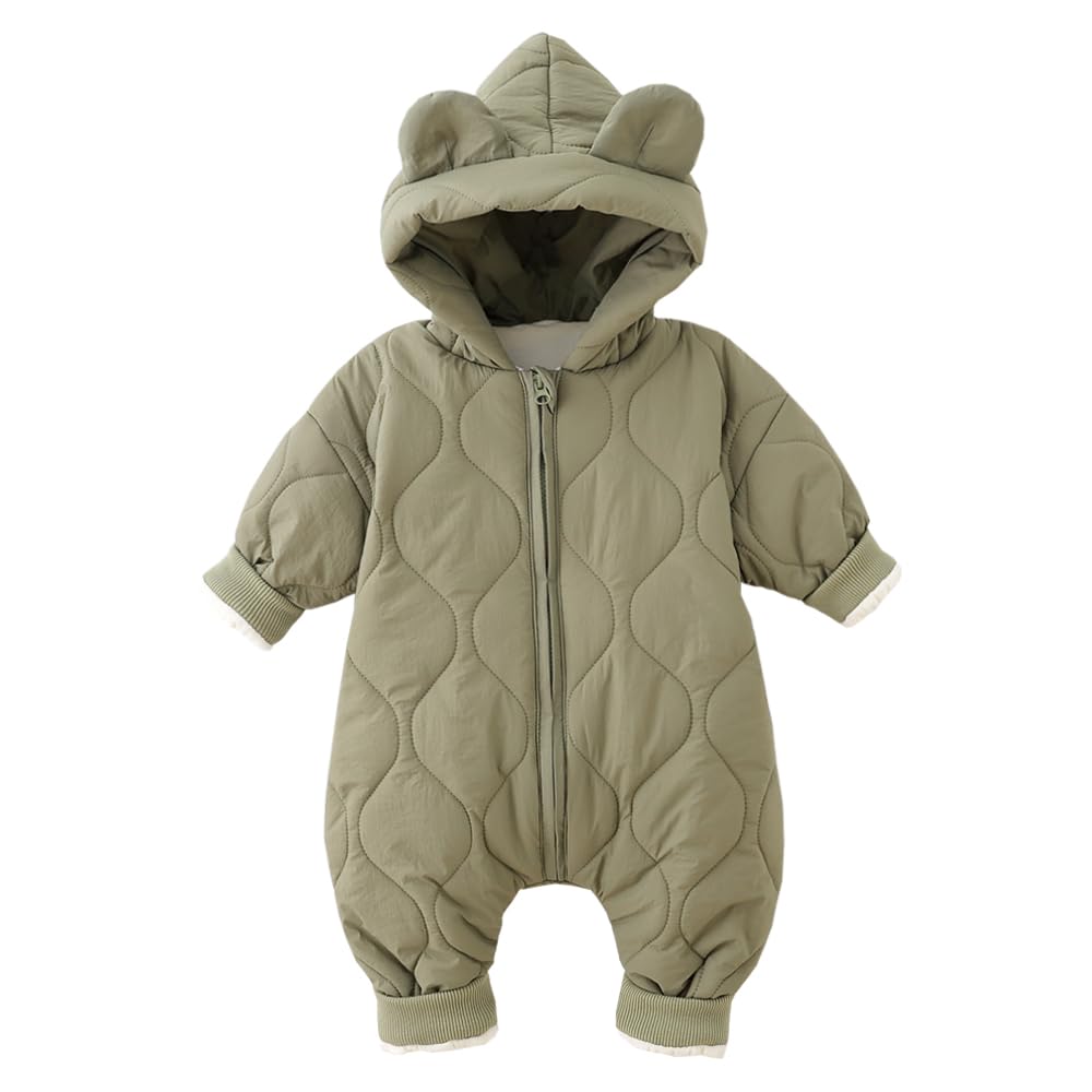 

Детское гнездышко Детская одежда Комбинезон Полукомбинезон Медведь Длинный рукав Ромпер Пальто Защита от холода Осень Зима Мальчики Девочки Зеленый 66 Месяцев 3-6 зелёный