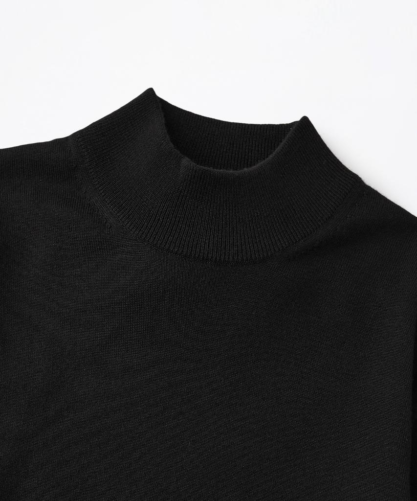 OUTSTANDING Soft Yarn Mock Neck Knit Sweater_Black