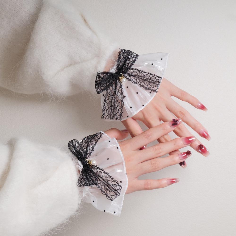 Perlen Schleife Spitze Manschette Abnehmbare Falsche Ärmelmanschetten Süßes Mädchen Armband Cosplay Schmuck