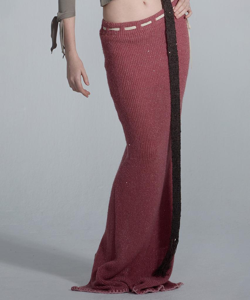 Sculpter Sequin Maxi Wool Skirt Fuchsia
