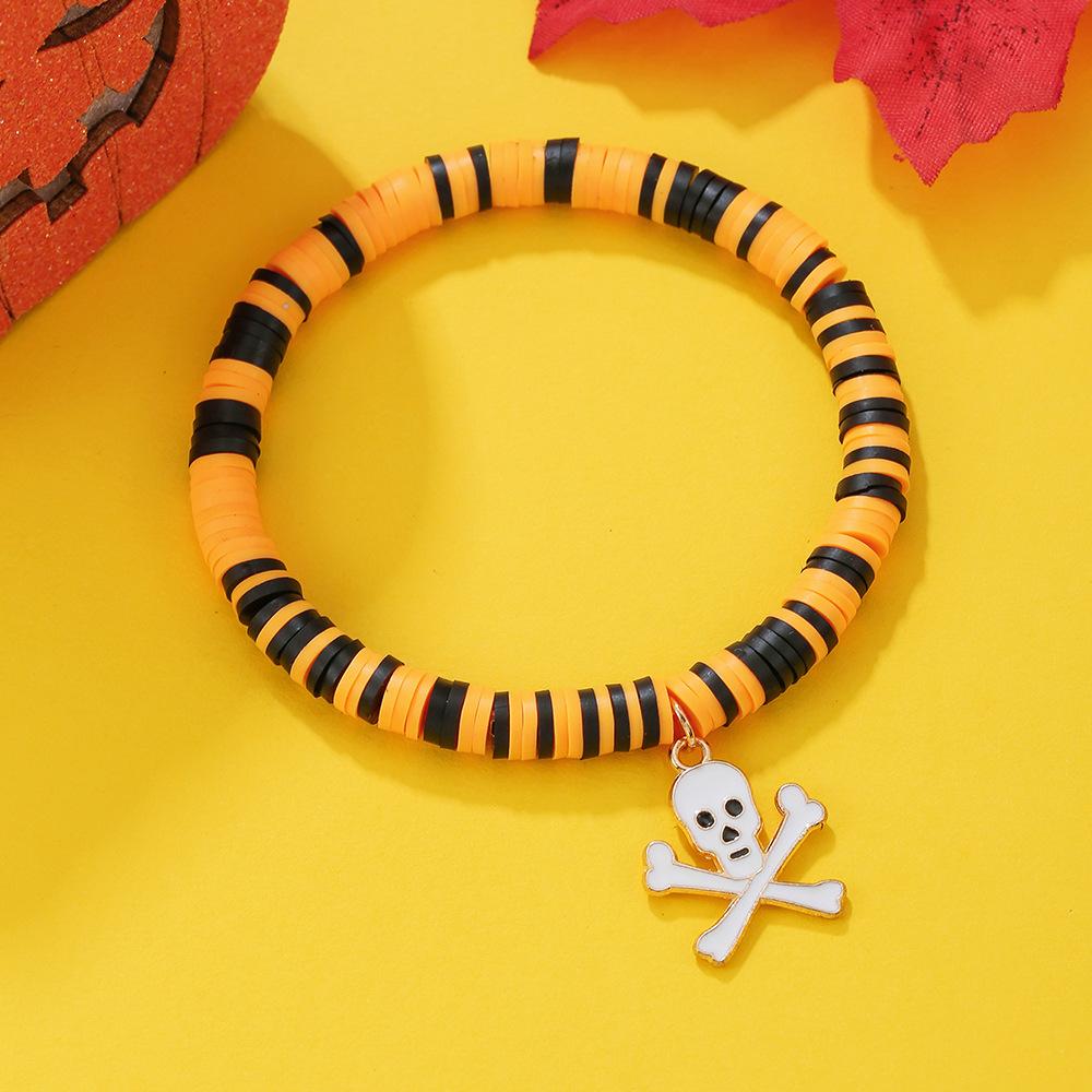 European and American Halloween Skull Pumpkin Pendant Soft Pottery Bracelet Popular Funny Alloy Pendant Bracelet