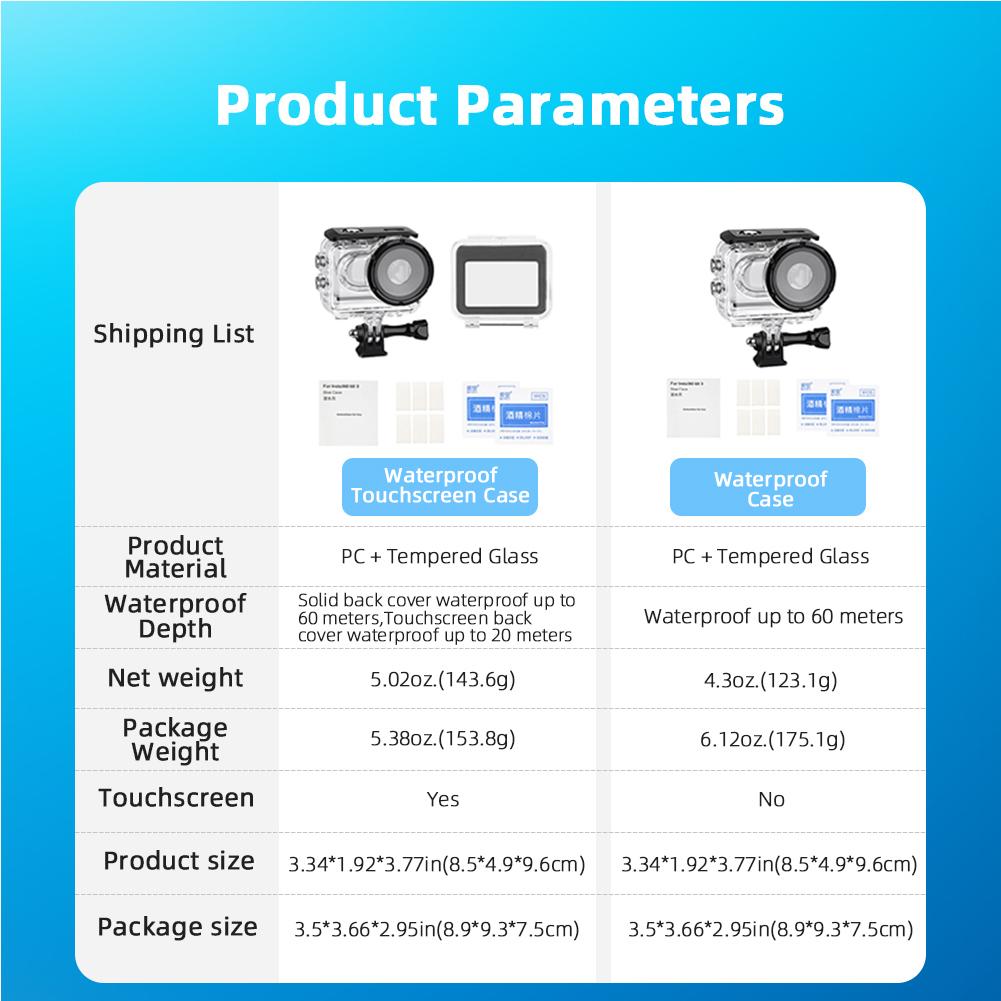 60M/196FT Waterproof Protective Case Diving Housing Case Transparent Touchable Screen for Insta360 GO 3S/GO 3 Camera Accessories