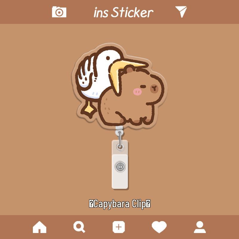 Capybara Retractable ID Card Holder for Students, Doctors & Nurses - Cute Accessory for Name Badges