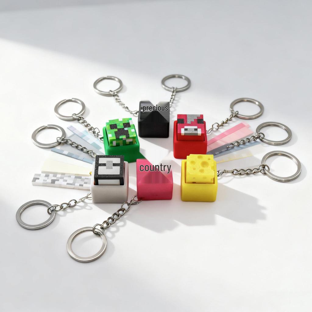 3D Printed Minecraft Keyboard Clicker Stress Relief Keychain