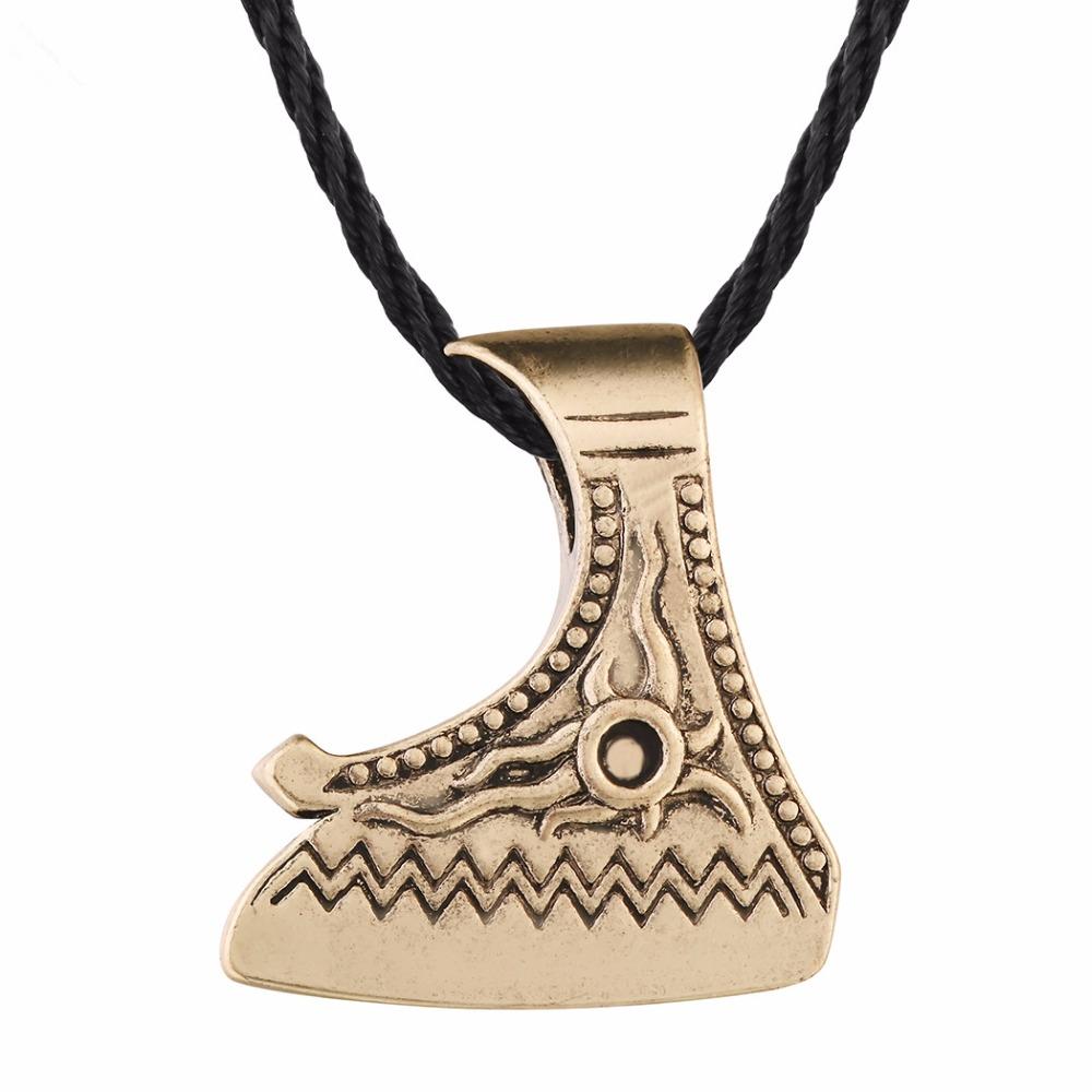 

Kinitial Retro Nordic Vikings Charm Necklace Rune Axe Amulet Runes pendant Scandinavian Choker Necklaces Bijoux 45cm