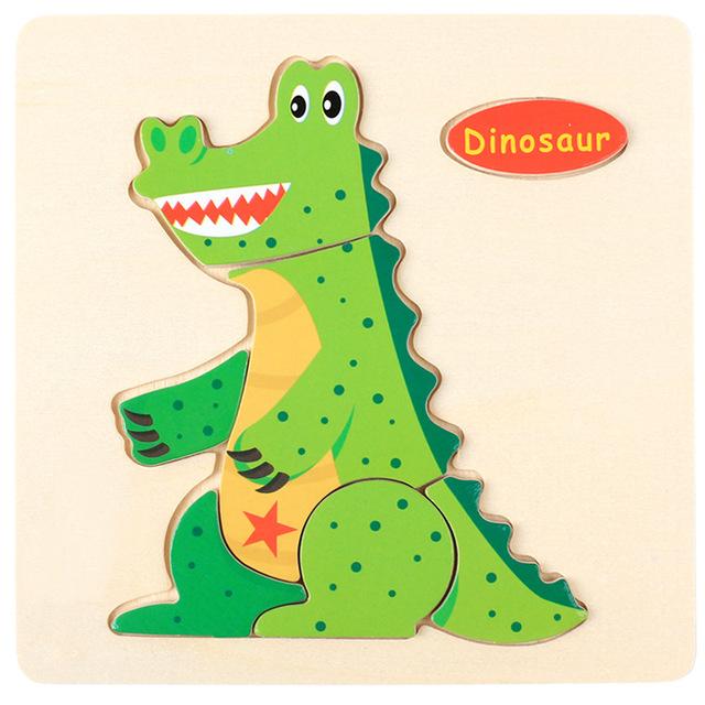 15x15cm Baby Wood Jigsaw Puzzle Board Game Cartoon Animal 3d Puzzle Montessori Educational Learning Wooden Toys for Children
