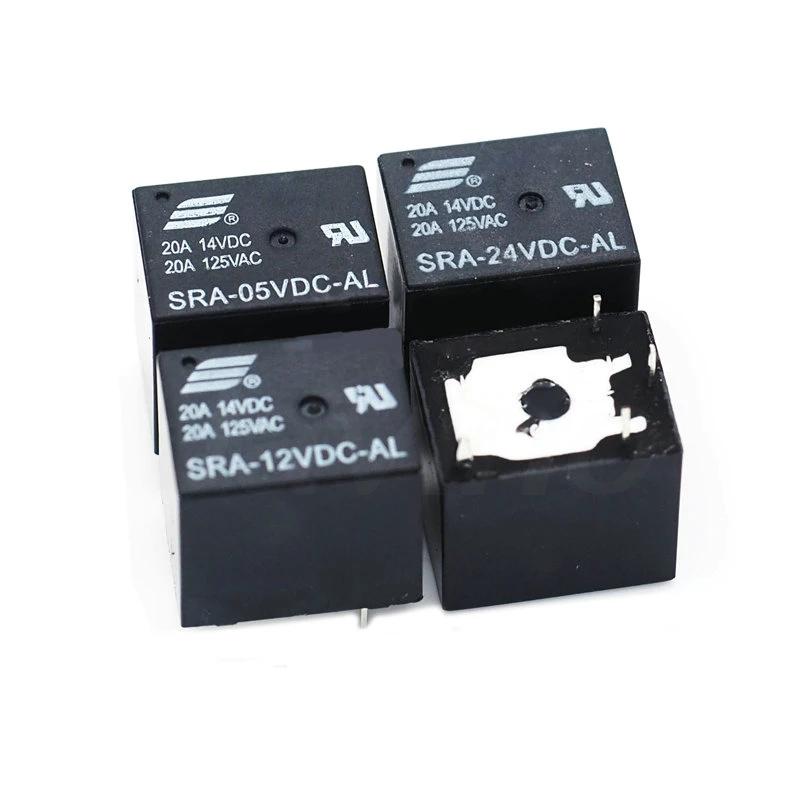 5Pcs 5V 12V 24V 20A DC Power Relay SRA-05VDC-CL SRA-12VDC-CL SRA-24VDC-CL 4/5Pin PCB Type In stock Black AutoMobile Relay