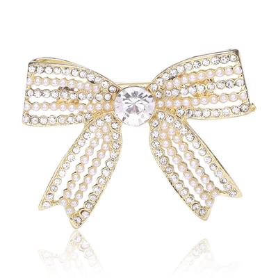 Korean Creative Pearl Bow Brooch Fashionable Simple Pin Small Fragrant Temperament Corsage Accessories