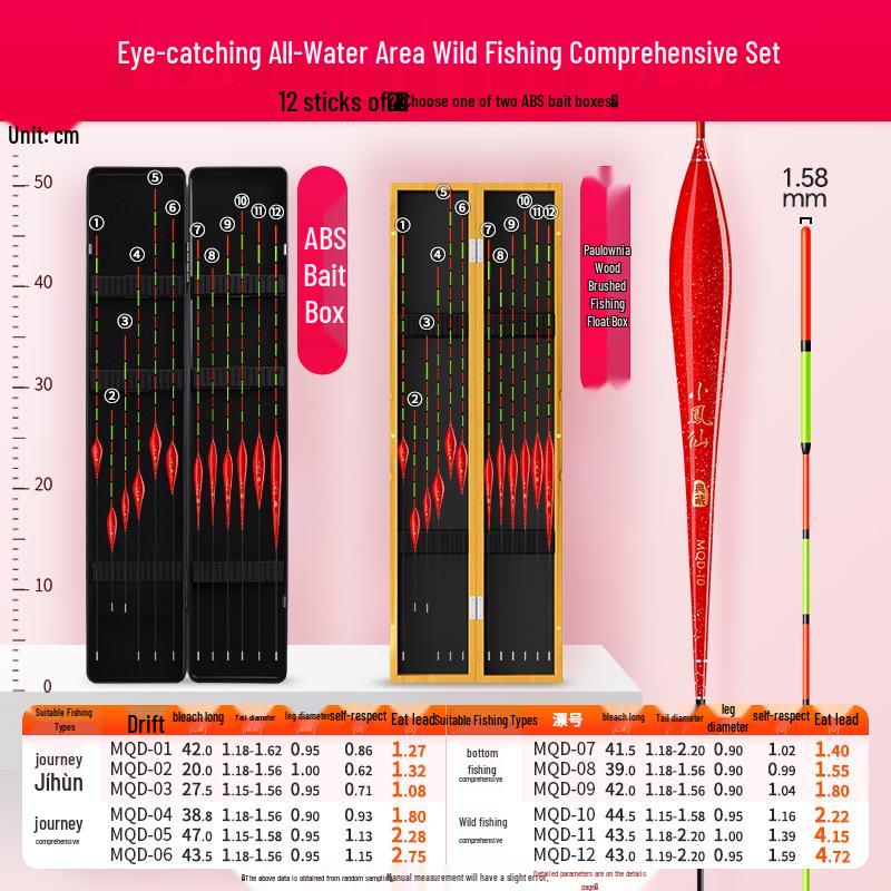 High-Sensitivity Nano Fishing Float Set with Box - Eye-Catching Thickened Crucian Carp Floats