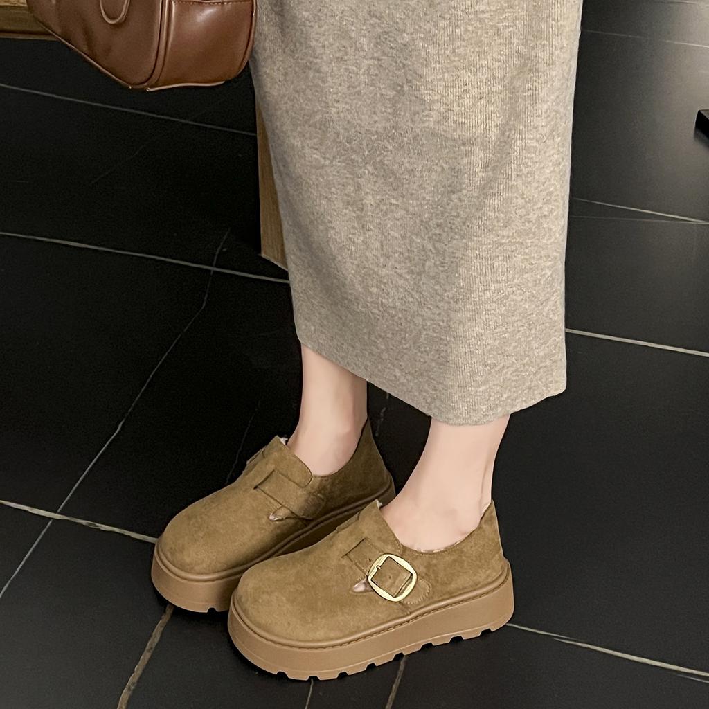 2025 Autumn New Heightening Single Shoes Bag Head Women's Shoes Muffin French Fashion Casual Daily Platform Women's Shoes