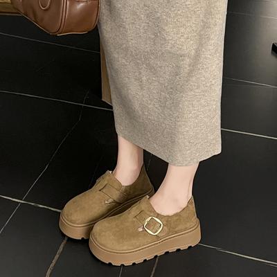 2025 Autumn New Heightening Single Shoes Bag Head Women's Shoes Muffin French Fashion Casual Daily Platform Women's Shoes
