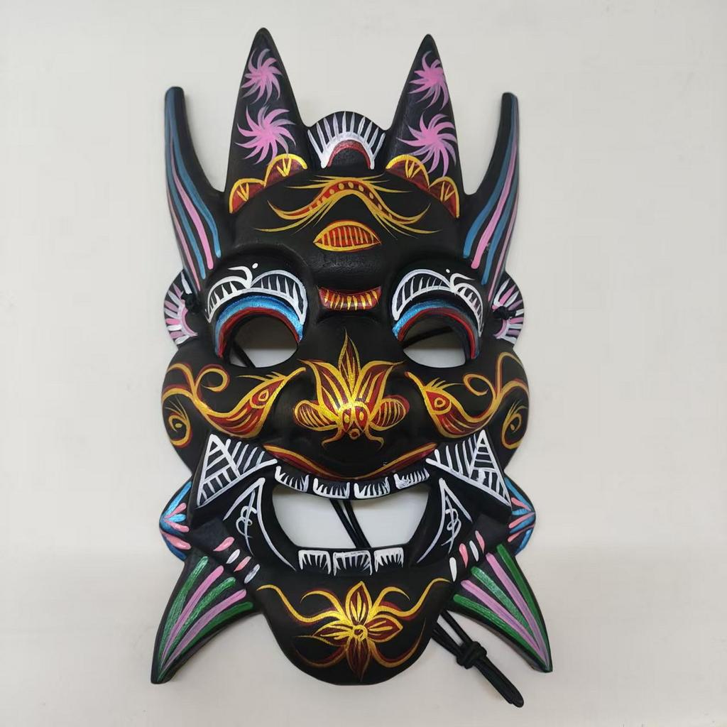 Halloween cos Ghost play mask, Japanese sacrificial costume props, Halloween carnival, horror ghost entertainment Nuo Opera Mask