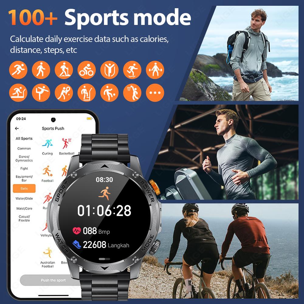 1000 mAh Smart Watch 1.7 Inch Screen Bluetooth Call Voice Assistant Watch Sports Fitness IP68 Waterproof Smartwatch For Men
